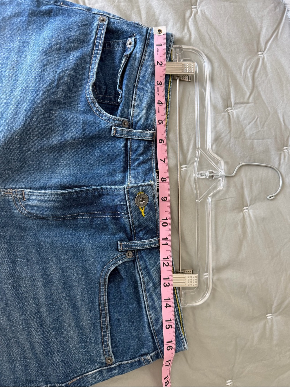 DKNY Jeans Blue Denim Skirt with Yellow Topstitching 12/31 - Picture 6 of 6